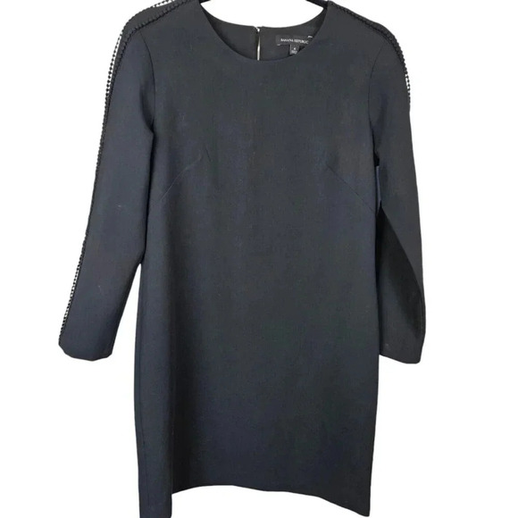 Banana Republic Black Long Sleeve Pom-Pom Shift‎ Dress Size 4 - Picture 12 of 12